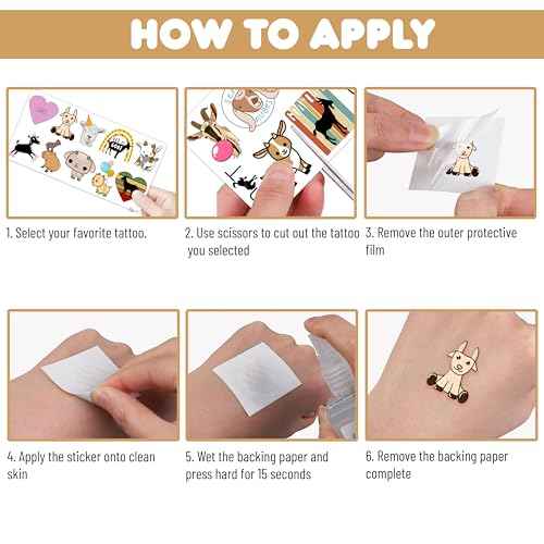 Goat Temporary Tattoos 8 Sheets 80 PCS Farm Goat Party Decorations Supplies Favors Animals Theme Birthday Cute Stickers Christmas Gifts for Boys Girls Class School Prizes Carnival