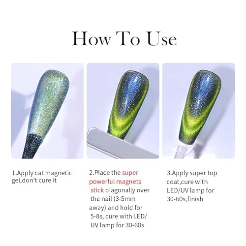 Born Pretty Cat Magnetic Gel Nail Polish 9D Chameleon Holorgraphic Cat Magnetic Eye Gel Polish Glitter Gel Polish Set 6PCS