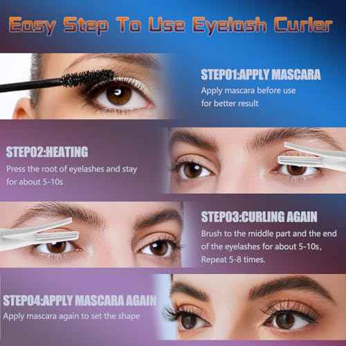 Heated Eyelash Curlers - 2 in 1 Clip- Type Electric lash Curler Best Seller 5S Heating Eyelash Curler LED Display 3 Temp Settings for Makeup Tools USB Rechargeable Natural Curling-Black