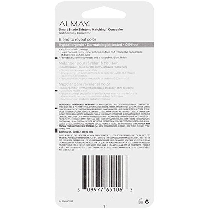 Almay Smart Shade Concealer - Hypoallergenic, Oil-Free, Fragrance-Free | Perfect for Sensitive Skin
