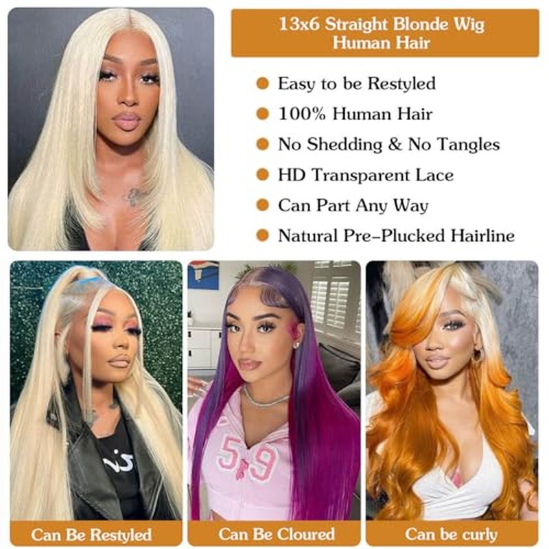 BZN 613 13x6 Lace Front Wig Human Hair 28 Inch 200 Density 613 Lace Frontal Wig Blonde Wig Human Hair Straight 613 HD Lace Frontal Wig Pre Plucked With Baby Hair