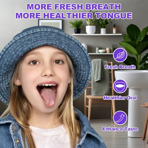 Tongue Scraper for Adults with 2 Holder and 2 Travel Case, Metal Tongue Scraper for Tongue Cleaning and Reducing Bad Breath,100% Stainless Steel Tongue Scraper, Tongue Cleaner for Adults