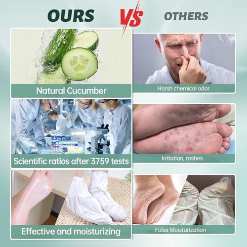 VGO 3 Pack Foot Peeling Mask, Natural Exfoliating Foot Mask, Dead Skin Callus Remover Repair Heels, Smooth Touch Feet, Hydrating Foot Care for Dry Cracked Feet