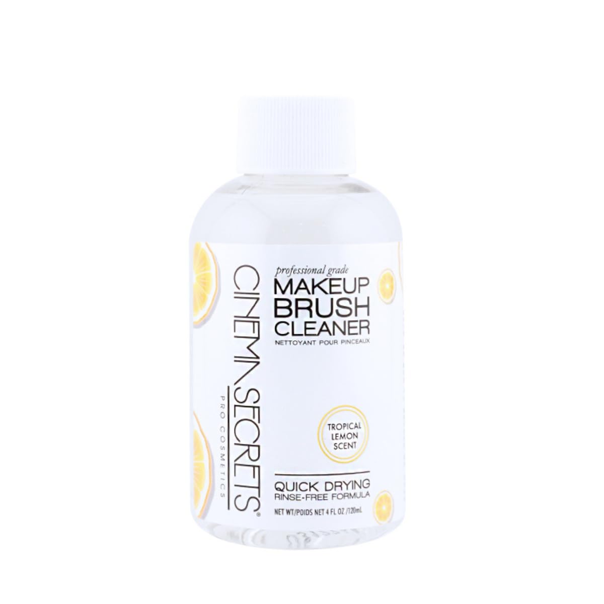 Cinema Secrets Original Makeup Brush Cleaner Solution - Professional Cleanser for Makeup Brushes - Quick-Drying, Rinse-Free Formula - Removes Stubborn Waterproof Make Up - Lemon (4 fl oz)