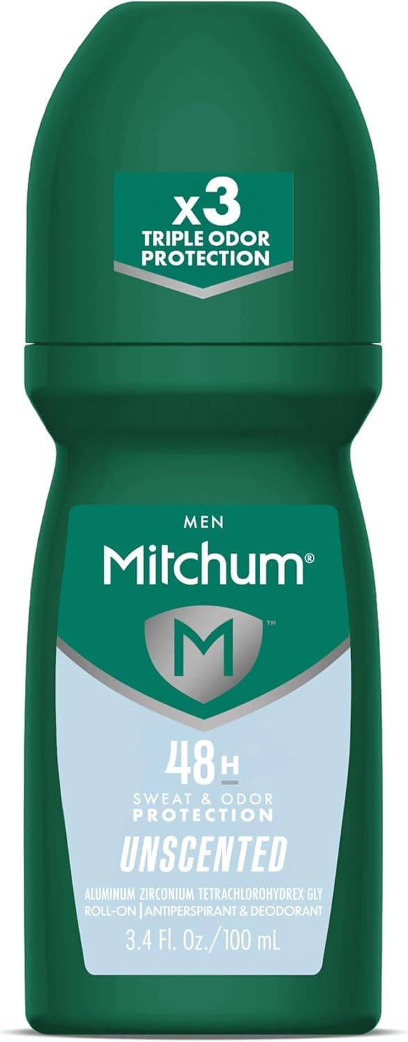 Mitchum Invisible Anti-Perspirant & Deodorant Roll-On, Unscented 3.4 oz (Pack of 4)