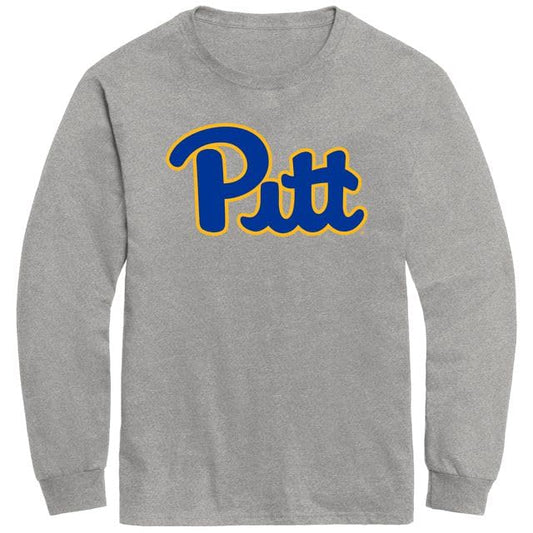 Barnesmith University of Pittsburgh Pitt Panthers Long Sleeve Adult Unisex T-Shirt, Classic, Charcoal Grey, Small