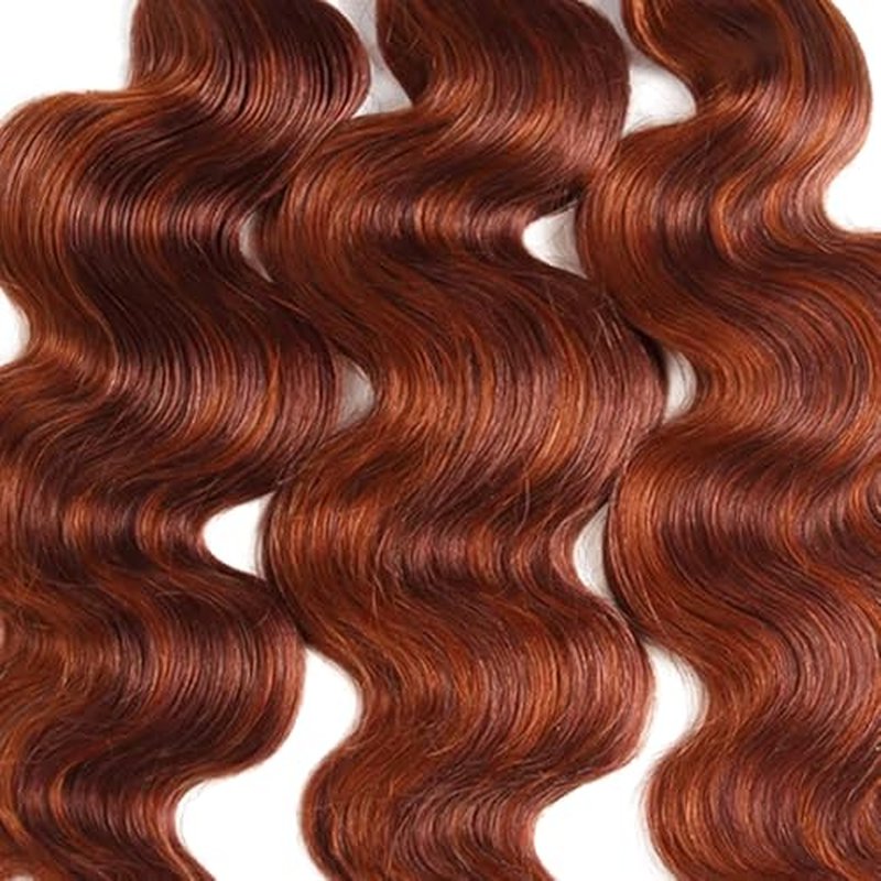 P33/350 Bundles Highlight Ginger Brown Body Wave Human Hair Bundle Two Tone Reddish Brown Mixed With 350 Orange 3 Bundles 26 28 30 Inch Ombre Copper Bundle