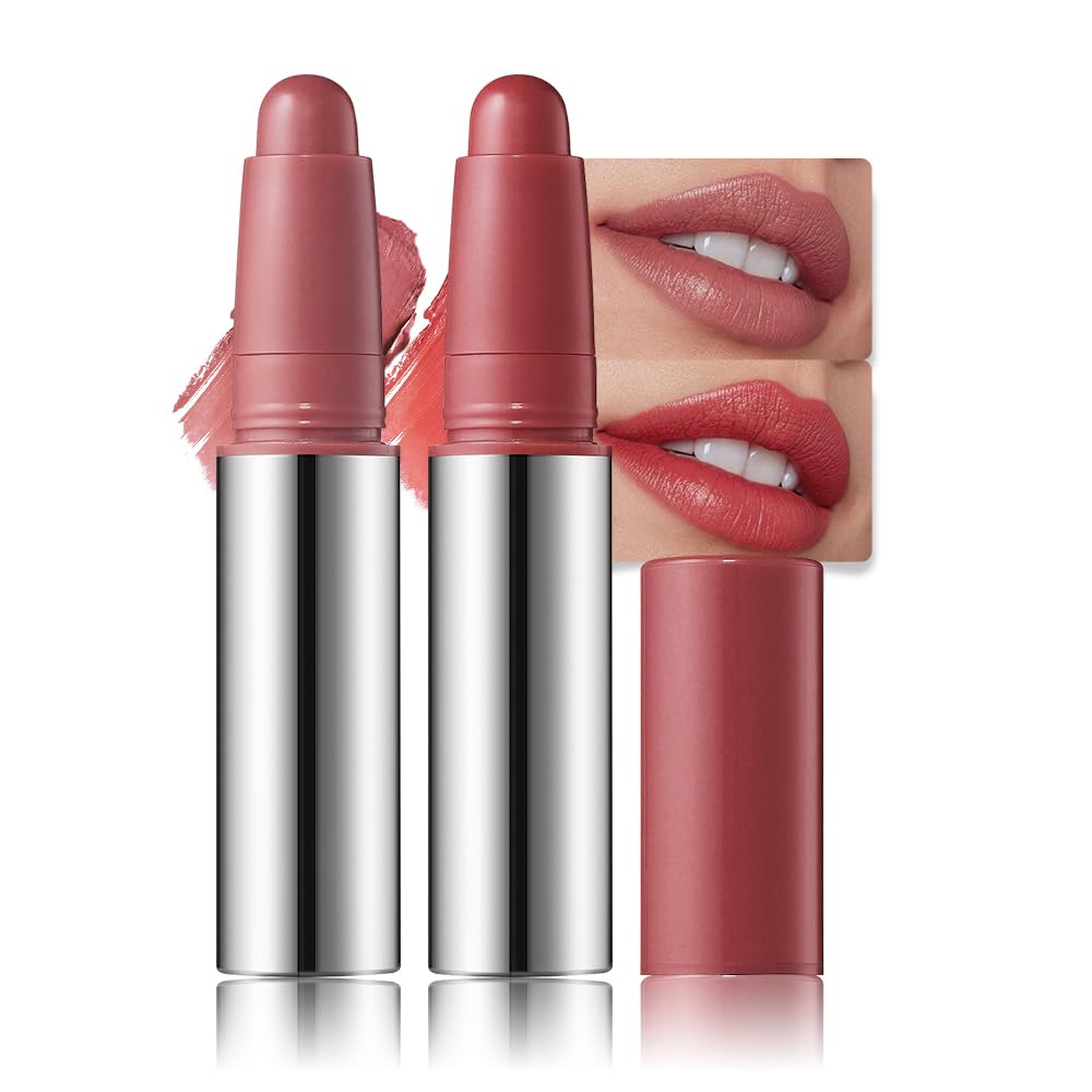 Matte Lipstick Crayon Set - High Pigment Creamy Formula, Waterproof & Long-Lasting | Velvet Matte Finish, 2 Pcs