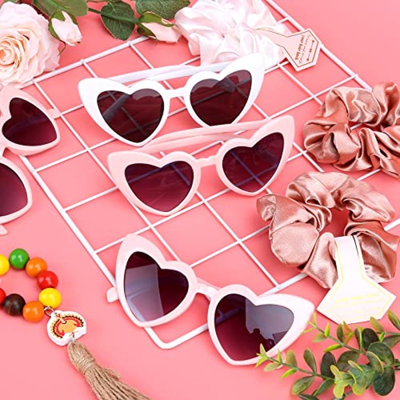 Bridesmaid Scrunchies Proposal Hair claws clips Set of 12 Bridal Shower heart sunglasses Gifts for Wedding Bachelorette Party Favors (32pcs Pink)