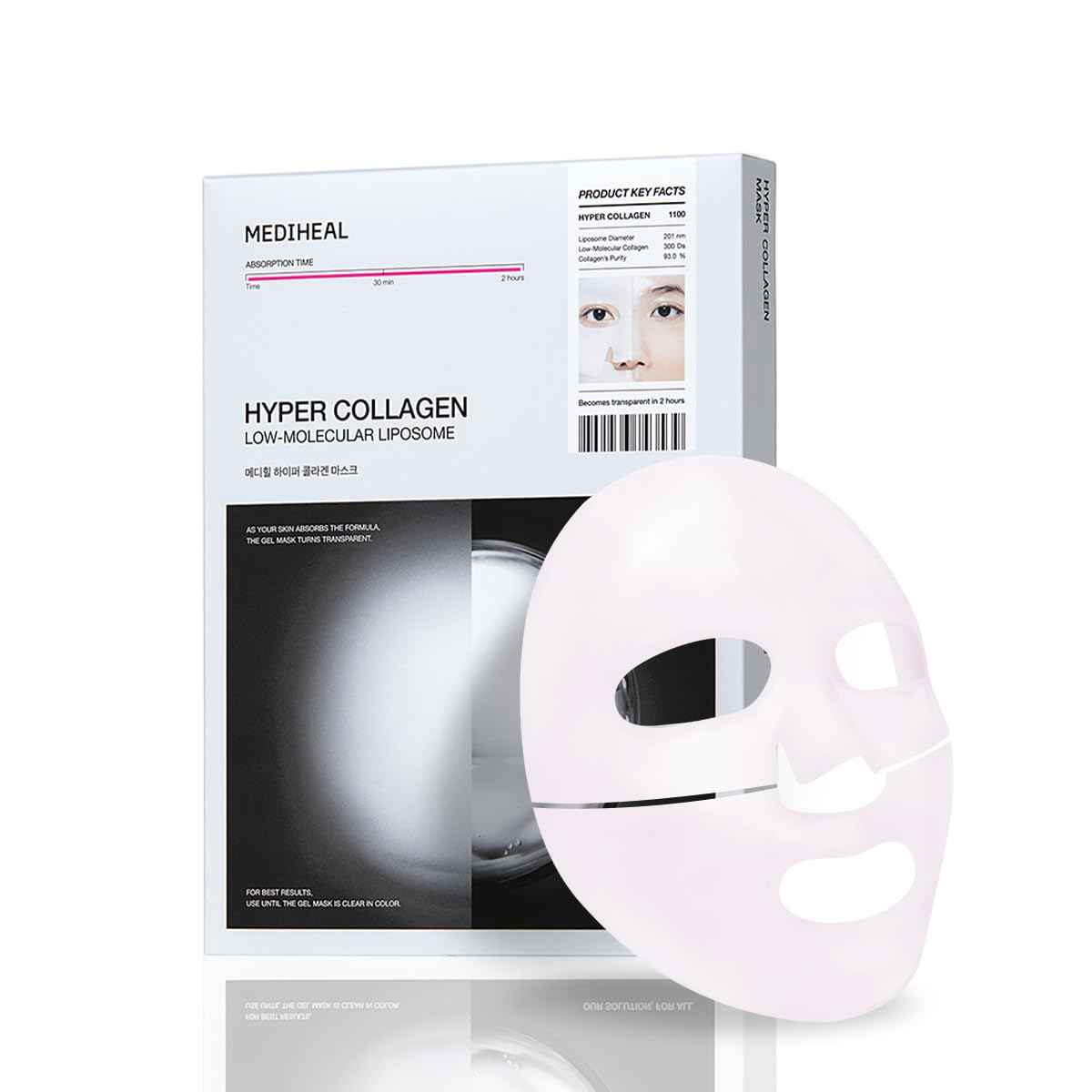 Mediheal Hyper Collagen_Collagen Real Deep Mask 4pcs | Collagen Gel Mask for Multi-lifting Care | Achieves Bouncy Skin | Boosts Pore Elasticity | 30mins Quick Care | Extra Hydration