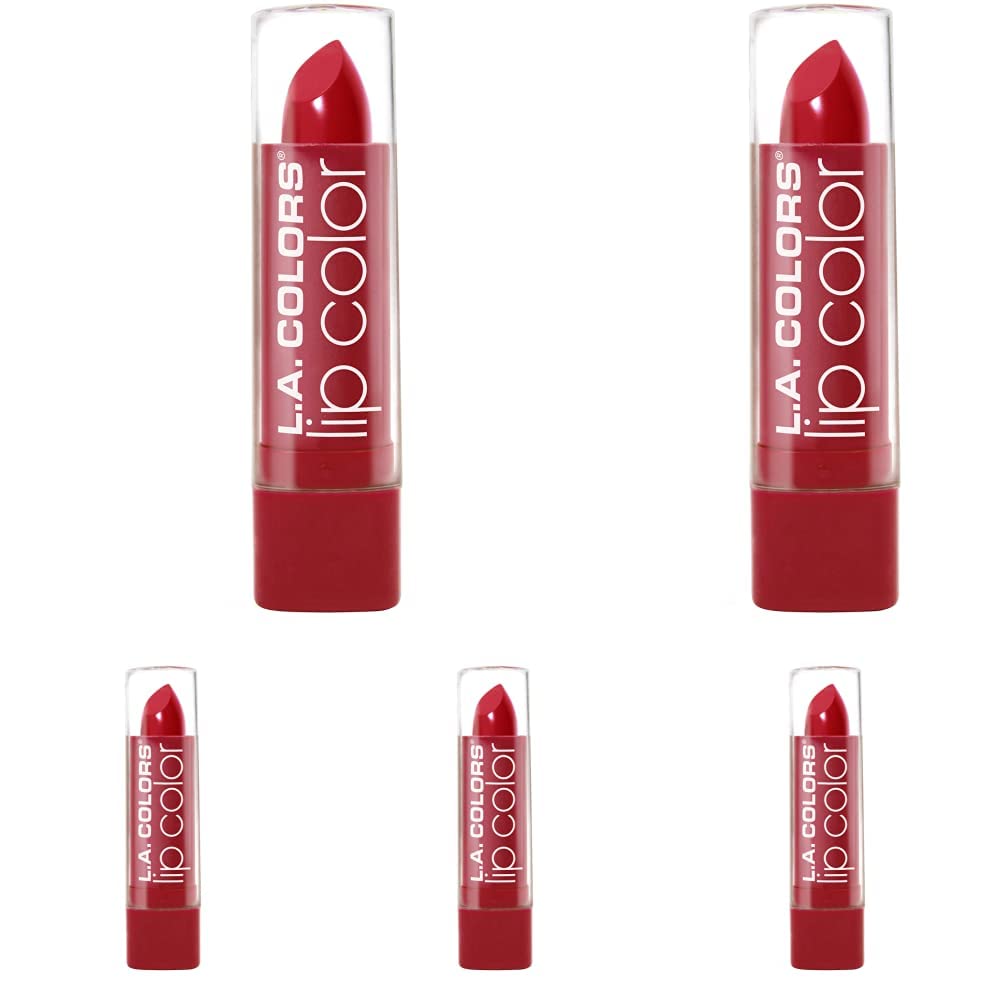 L.A. COLORS Moisture Rich Lip Color, Cherry Red CML529 (Pack of 5)