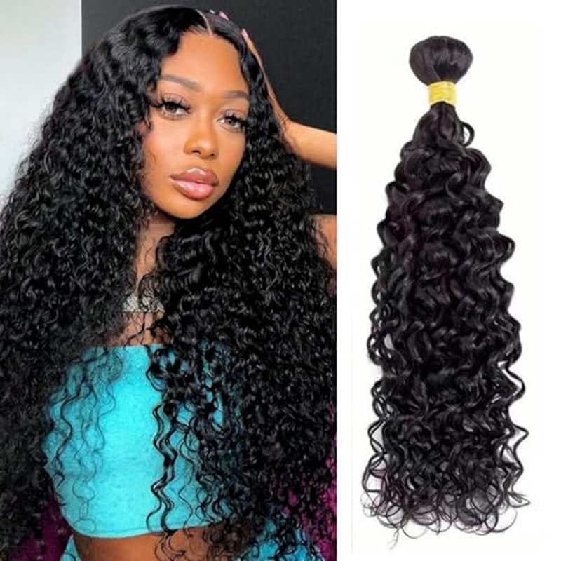 Water Wave Human Hair Bundles 20 Inch One Bundle Deep Curly Human Hair Double Weft Natural Wave Wet and Wavy Hair Extensions