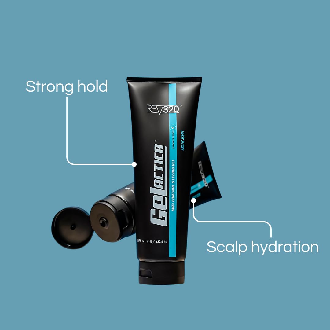 Gelactica Max Control Hair Gel for Men, Alcohol-Free, Strong Hold Styling Gel, Natural Extracts for Long-Lasting Hold and Shine, Slick Back Hair Style 18 oz