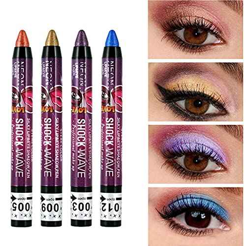 MEICOLY 12 Pcs Eyeshadow Sticks - Cream Smokey Eyeshadow Metallic Shimmer Crayons, Silver Eye Brightener, Pro Waterproof & Long Lasting Shiny Bright Starter Rotating Sticks