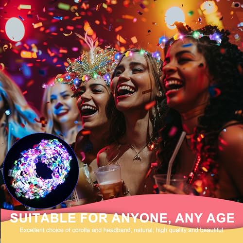 50 Pcs LED Flower Crown Headband,led headbands,Light Up Flower Headbands for Women,Garlands Glowing Floral Wreath Crowns For Weddings,Halloween,Birthdays,Role-Playing,Beach Parties£¬Christmas