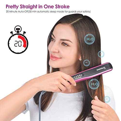 Professional Hair Straightening Brush - Fast Heating Ceramic Styler with 6 Adjustable Temp Settings, Anti-Scald & Auto-Off Safety - Sleek & Smooth Hair for Home, Travel, Salon
