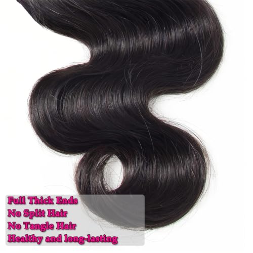12A Human Hair Bundles 400g Body Wave Bundles Human Hair Extensions 16 18 20 20 Inch Brazilian Virgin Body Wave 4 Pieces Deals Unprocessed Brazilian Quick Weave Extensions Natural Black