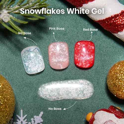 Beetles Merry Glow Christmas Gel Polish Set - 8 Holiday Colors Gel Nail Gift Box with Base&Top Coat, White Red Gold Silver Cat Eye Nude Nail Kit, Uv Led DIY Salon Manicure Kit Beauty Gifts for Women