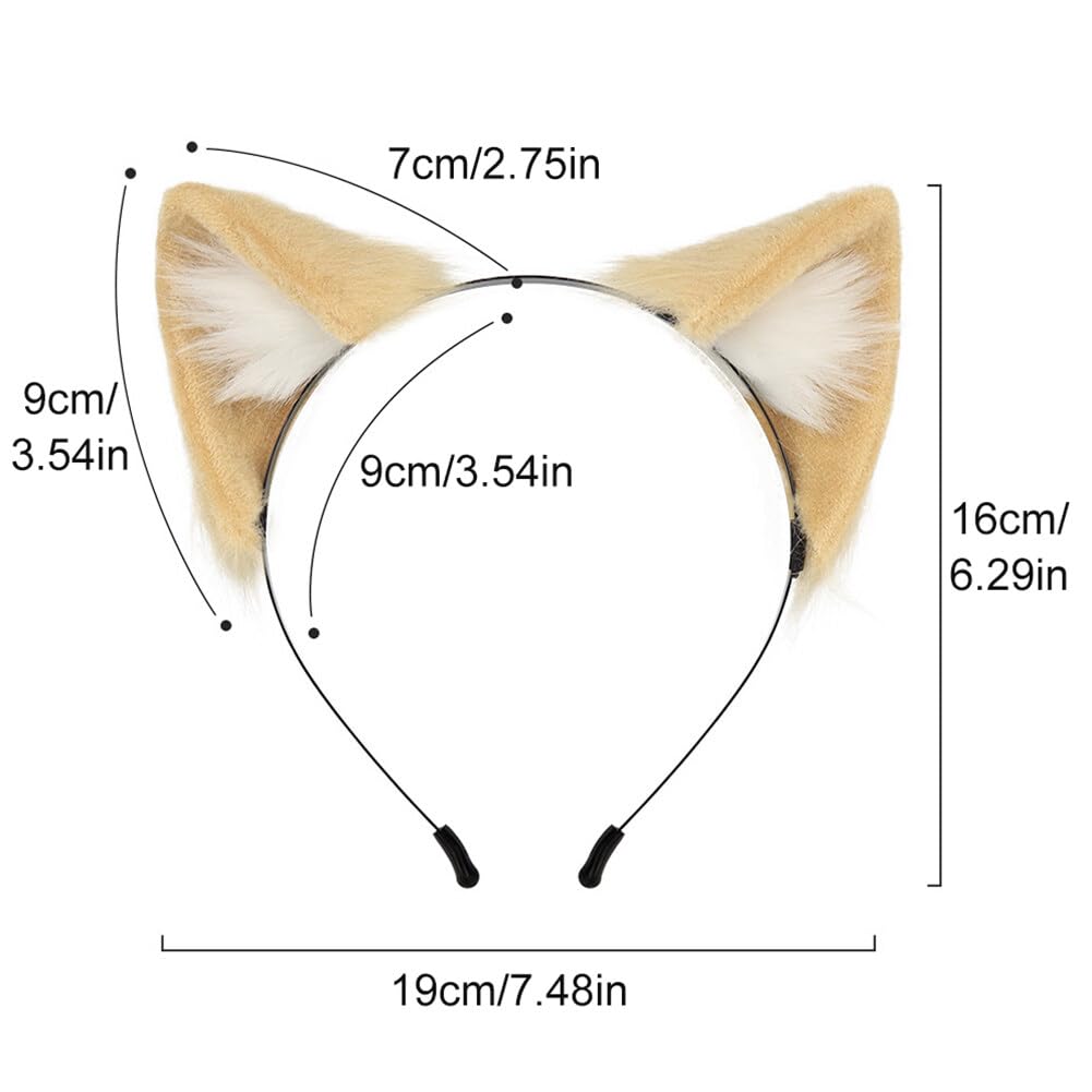 Surakey Long Fur Cat Ears Anime Cosplay Headband Plush Hairband Halloween Cosplay Party Costume for Men and Women Role-Playing (Green)