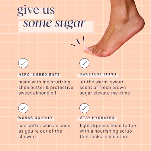 SpaLife Beauty Brown Sugar Foot Scrub ? Exfoliating Foot Treatment for Dryness & Roughness ? Sugar Scrub for Feet ? Made with Shea Butter & Sweet Almond Oil to Soften & Smooth Skin