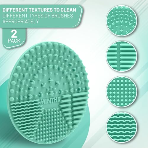 MINTHE¢â Makeup Brush Cleaner Mat | 2 Pack | Silicone Make up Cleaning Pad