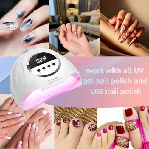 UV LED Nail Lamp with 72 Beads, 320W Nail Curing Lamps for Gel Polish with Automatic Sensor/4 Timer Setting,Led Nail Dryer, Professional Nail Art Drying Tools for Fingernail and Toenail