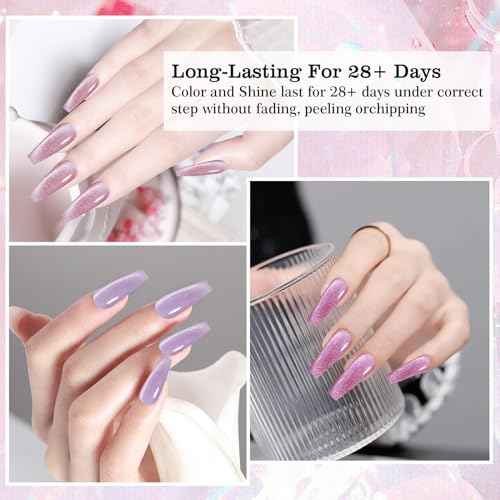 ADHERE Hard Candy Series - Cat Eye Gel Nail Polish Kit ? Magnetic Cat Eye Nail Polish Gel para u?as Glitter Shining Nail Gel Polish Soak Off UV Magnetic Gel Nail Varnish, Brown