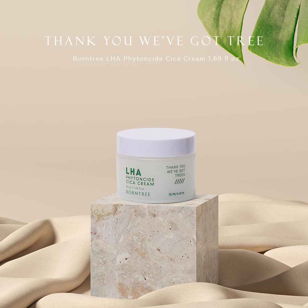 BORNTREE lha Phytoncide Cica Cream 1.69 fl oz/K_beauty,Vegan Cosmetics, Clean Beauty, Ewg All Green Grade/36ml soothing ingredients,pH5.5mildly acidic,adenosine, madecasoside,aha,baha,nature