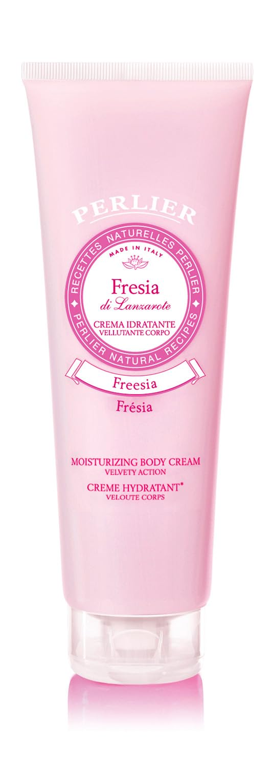 PERLIER – Freesia Body Cream 8.4 Oz, Hydrating Moisturizing Body Lotion, Floral Scent, Enriched with Sweet Almond Oil, Leaves Skin Soft Smooth & Silky, Daily Body Care
