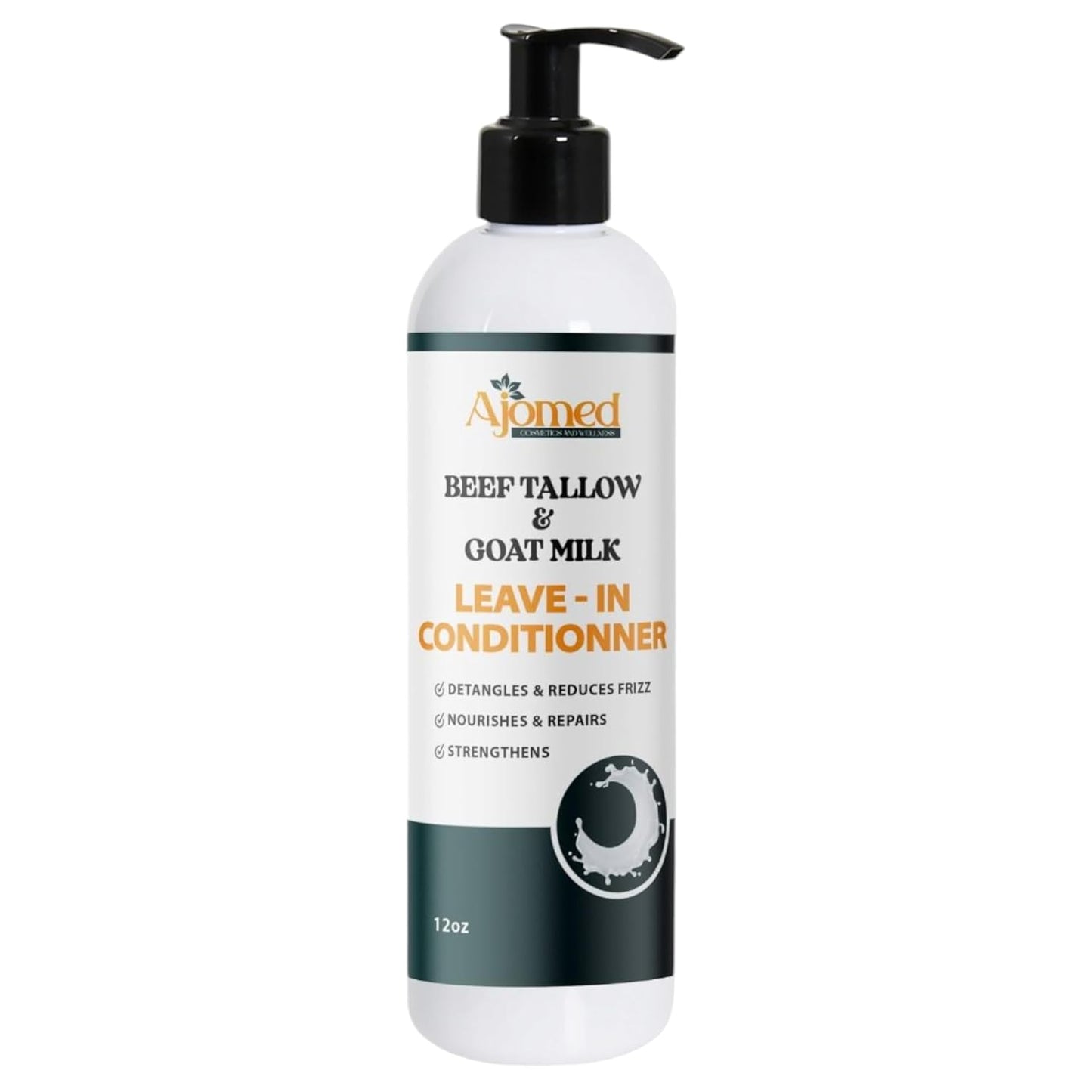 Beef Tallow & Goat Milk Leave-In Conditioner - Handmade Hair Detangler for Anti-Frizz & Dreadlocks | 12 Fl Oz