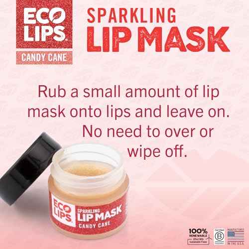 Eco Lips Sparkling Vanilla Mint Candy Cane Lip Mask and Sugar Lip Scrub for Holiday Gifting, Stocking Stuffers, 0.25 oz. (2 ct)