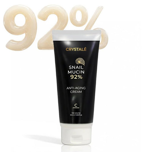 CRYSTALÉ Snail Mucin Filtrate 92% Hydrating Face Moisturizer Gel Cream for Korean Skin Care Beauty Routine with Niacinamide and Panthenol, Deep Hydration Formula for Face, Hands and Body, 3.38 fl.oz