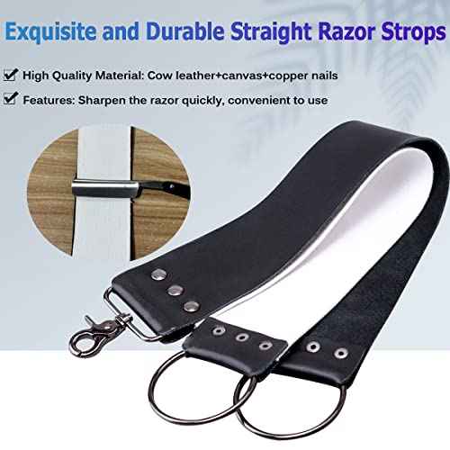 Luxury Men's Shaving Kit Gift Set, DanNuo Barber Straight Razor with Stand Shaving Brush Dual-Layer Leather Razor Strop Bowl Soap 6pcs Shaving Set for Men