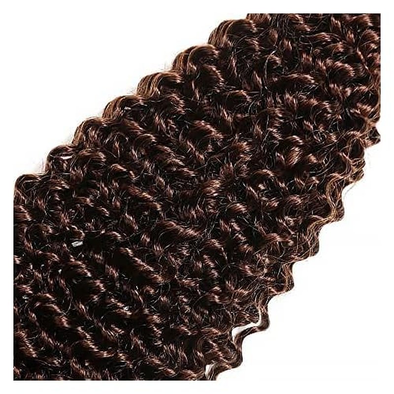 Color #4 Bundle Dark Brown Kinky Curly Human Hair Bundles Peruvian Chocolate Brown Bundle Color #4 Curly Bundles Human Hair 14 16 18 Inch