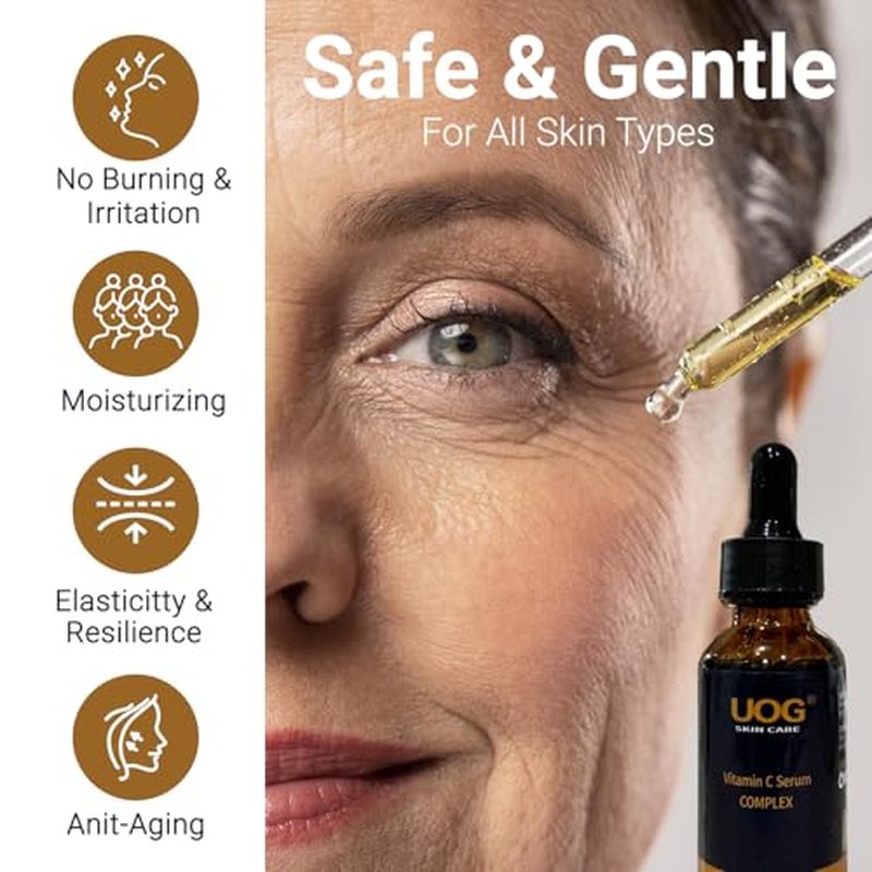 UOG (United One) Super Vitamin C Face Serum - Anti-Aging, Hydrating & Firming Formula, Lifts & Firms Face, Neck, Jawline, Reduces Dark Spots, Fine Lines, Wrinkles,1 Fl Oz- Pack of 2