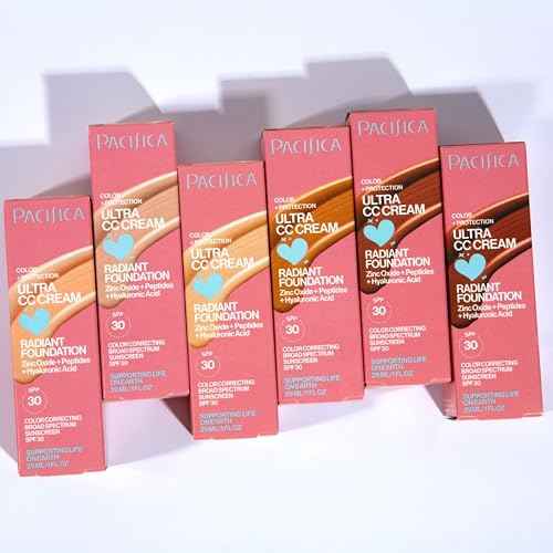 Pacifica Ultra CC Cream Radiant Foundation SPF 17 -Neutral Fair – Medium Coverage Color Correcting Cream, Dewy Finish, Mineral SPF, 1 oz