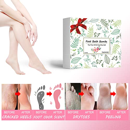 Bath Foot Bombs, 16 Pack Foot Soak with Bath Salt and Tea Tree Oil for Christmas. Organic Natural Handmade Aroma Pure Essential Oil Bubble Feet Balls for Foot Callus, Stubborn Feet Odor Scent.