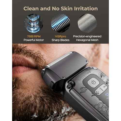 Hair Clippers & Trimmers Set for Men Professional, Waterproof Electric Razor Foil Shaver for Men Face Beard, Cordless for Hair Cutting, 4-Speed Setting, LED Battery Display, Barber or Home Use