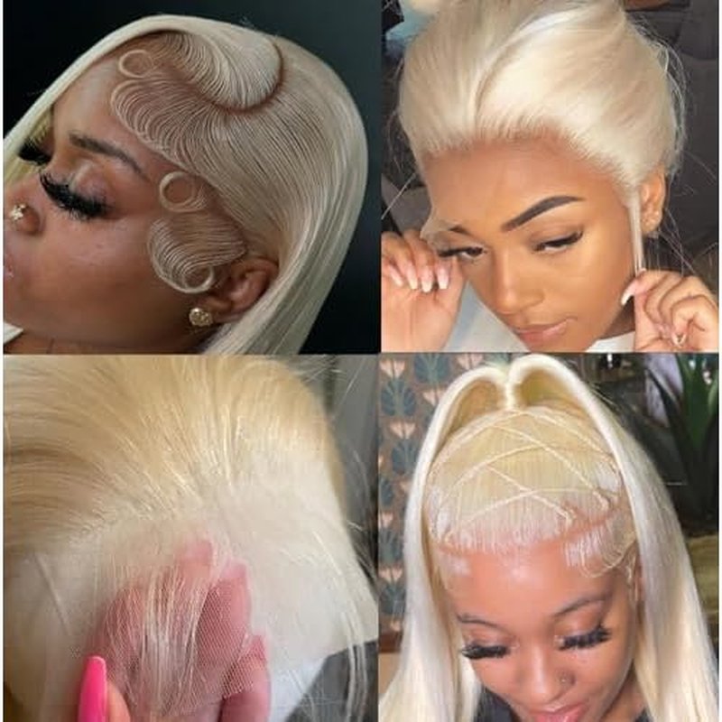 SIYUSI 28Inch 613 Lace Front Wig Human Hair,13x4 HD Transparent Lace, 200% Density Straight Brazilian Blonde Wig, Pre-Plucked with Baby Hair