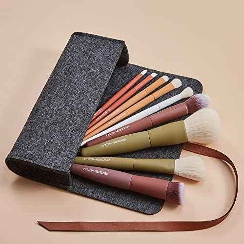 Makeup Brushes, EIGSHOW 5 Colors Essential Kabuki Makeup Brush Set with Ultra Soft Synthetic Fibers for Powder Blush Concealers Contouring Highlighting