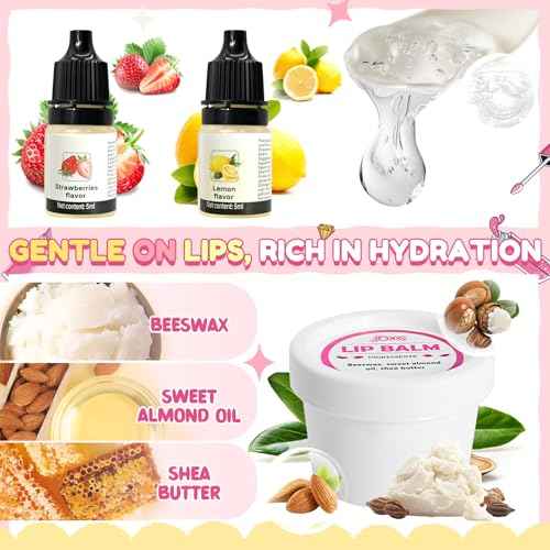 JCOOS Lip Gloss Making Kit and Lip Balm Making Kit, Make Your Own Lip Gloss Kit, Lip Balm Kit, Lipgloss Tubes, Moisturizing Base, Glitter, Kids Makeup Lipgloss Sets for Girls, Fun Stuff for Teens Gift