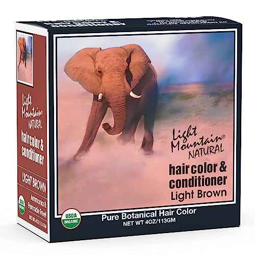 Light Mountain Henna Hair Color & Conditioner - Light Brown Hair Dye for Men/Women, Organic Henna Leaf Powder and Botanicals, Chemical-Free Semi-Permanent Hair Color, 4 Oz