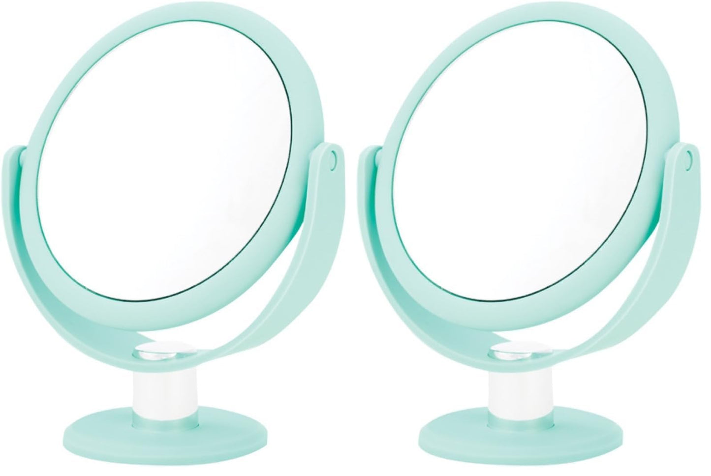 Danielle,Tabletop Mount 10X Soft Touch Round Vanity Mirror, Seafoam (Pack of 2)