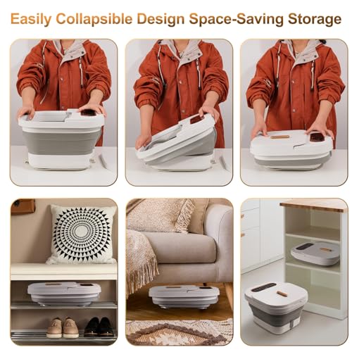 Collapsible Foot Spa Bath with Heat, Touch Screen, Remote Control, Massage Rollers, Timer, Bubble, Foot Pedicure Kit, Temperature Control Pedicure Foot Spa, Foot Bath