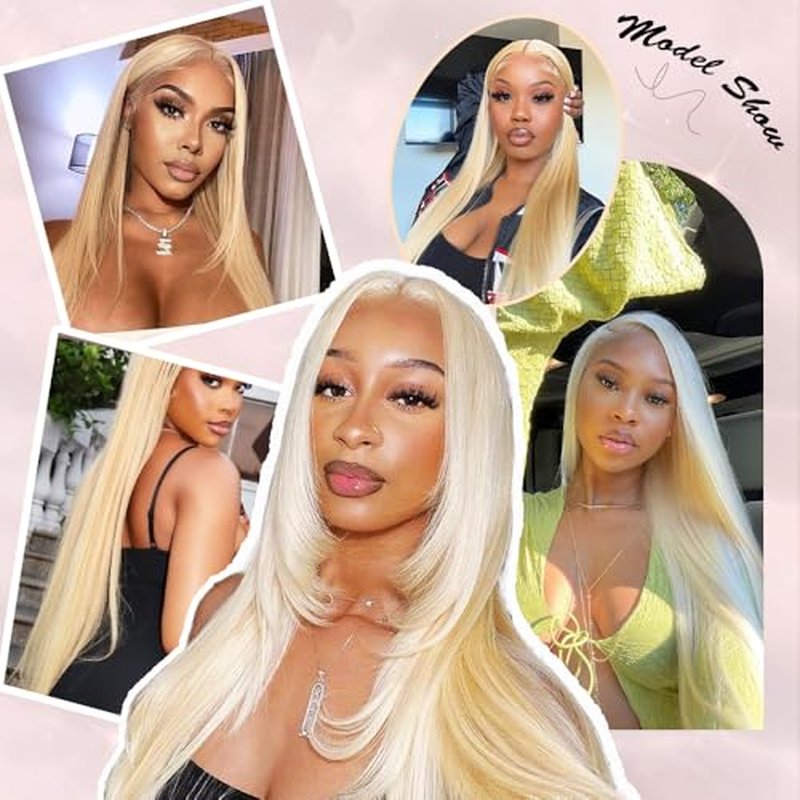 613 Color 3Bundles Human Hair Real Straight Human Hair Extensions Light Blonde Color 3Bundles Human Hair Bundles Enough to full head (161820 Inch)