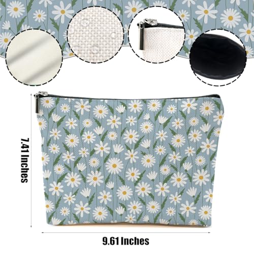4pcs Vintage Floral Makeup Bag, Daisy Flower Cosmetic Bag Garden Gifts for Women Female Girls Sister BFF Nature Lover, Travel Zipper Pouch Christmas Thanksgiving Birthday Gifts