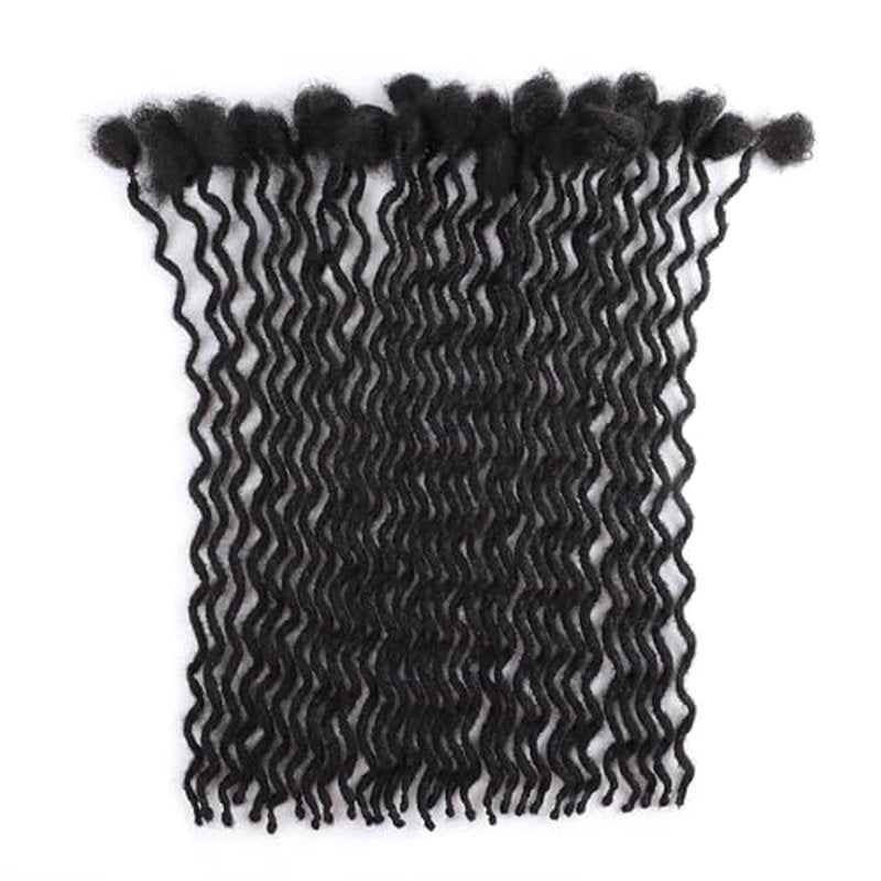 Curly Wave Loc Extensions Human Hair 0.4cm&0.6cm width 6-18 inch 10,30 strands 100% human hair locs extensions for men women Handmade Permanent Dread Extensions0.6cm 14inch 30strands