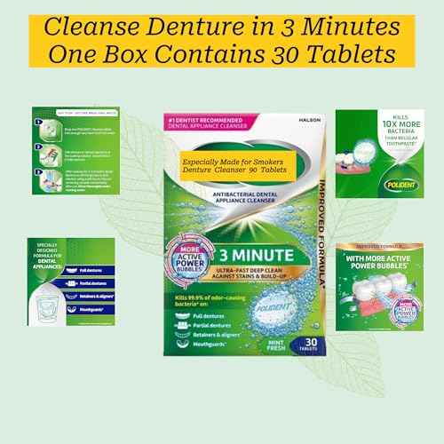 3 Minute Denture Cleaner 30 Tablets in Triplemint Bundle with Dentu-Care Denture Cleaning Cup Case With Lid Basket and Draining Basket for Cleaning and Storing