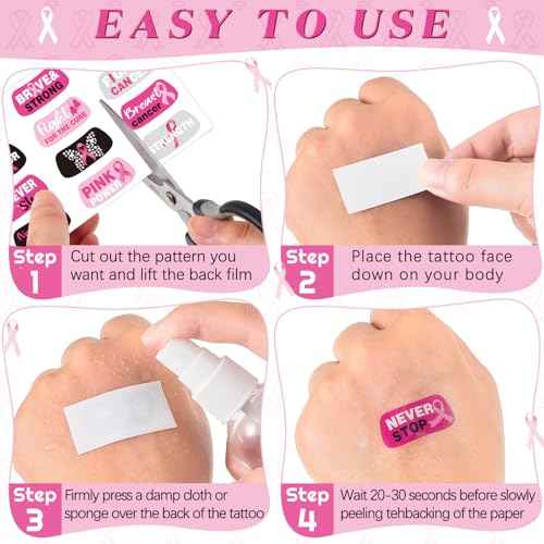 16 Pcs 8" Large Cheer Hair Bow and 15 Sheets Breast Cancer Awareness Temporary Tattoos Ribbon Stickers for Fundraising Party Teen Girls College Cheerleading Decoration(White Ribbon)
