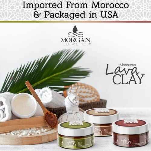 Morgan Cosmetics Moroccan Red Clay Powder – Red Clay Mask for Face – Organic Clay Powder Mask – Clay Mask for Acne, Silky Smooth Skin - 4 Oz Moroccan Powder (100 Grams)